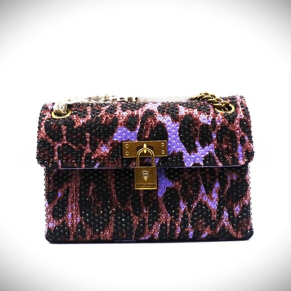 KURT GEIGER Mini Brixton Crystal Satin Crossbody Bag in Light/ Pastel Purple - Picture 6 of 11